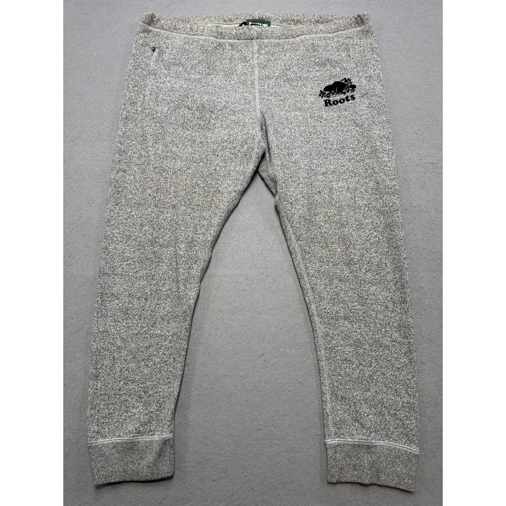 Roots Sweatpants Men's 2XL Gray Salt and Pepper Fleece Lined Athletic Joggers